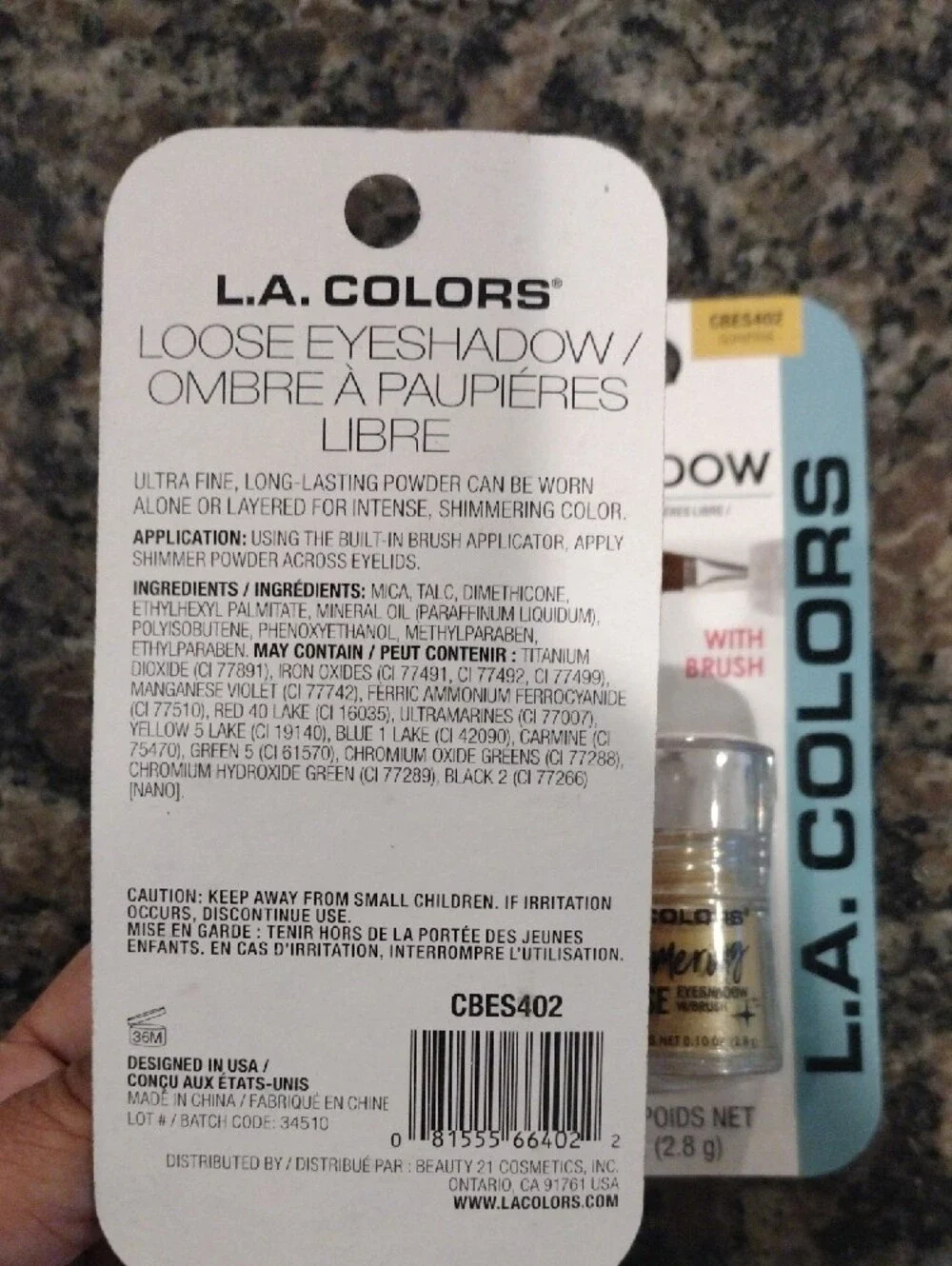Lot of 2 L.A COLORS Shimmer Loose Eyeshadow both Sunshine 0.10 oz new w brush